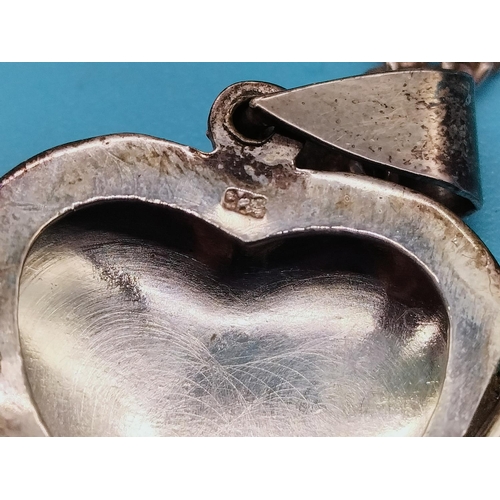 156 - Silver Heart Locket and Chain.