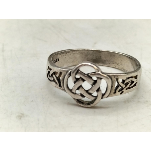 165 - Silver Celtic Design Ring. Size W.