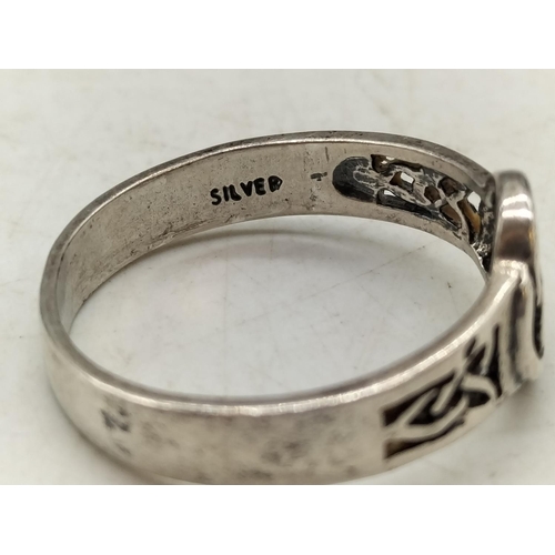 165 - Silver Celtic Design Ring. Size W.