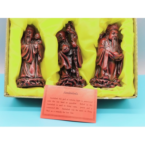 172 - Set of 3 Oriental Chinese Figures. Boxed. 13cm High.