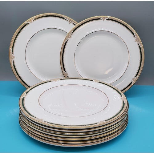 221 - Royal Doulton 27cm Dinner Plates in the 'Forsyth' Pattern (9). Seconds Quality.