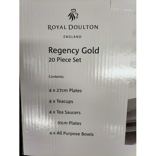 238 - Boxed Royal Doulton 20 Pieces in the 'Regency Gold' Pattern.