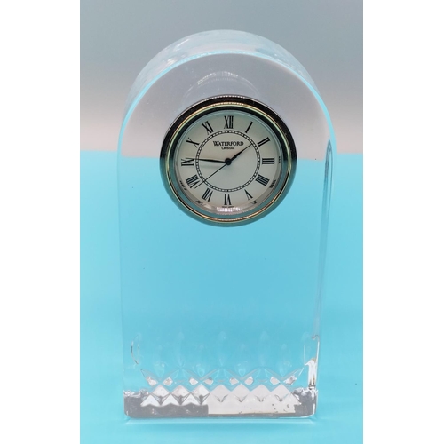 25 - Waterford Lismore Lead Crystal Mantle Clock. 14cm x 8cm.