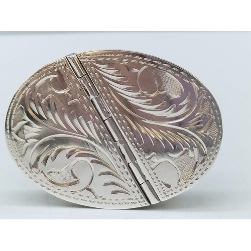 254 - Silver Hallmarked Double Lid Pill Box by Douglas Pell Silver Ware. Date 1990.