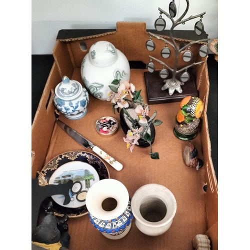 258 - Box of Mixed Items to include Doll, Tray of Cutlery, Pottery, etc.