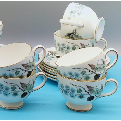 29 - Wedgwood China 21 Piece Part Tea Set in the 'Spring Morning' Pattern.