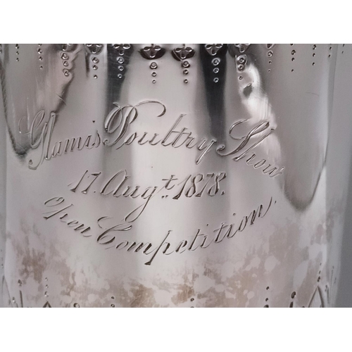 323 - Hallmarked Silver Chalice by George Unite & Sons, 1878 for 'Glamis Poultry Show, 17th Aug 1878 Open ... 