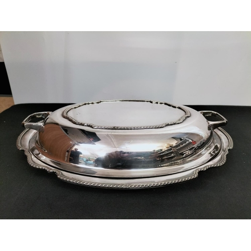 324 - Silver Plated Items (3) - Serviette Holder, Butter Dish and Lidded Tureen (9cm High, 22cm x 30cm). O... 