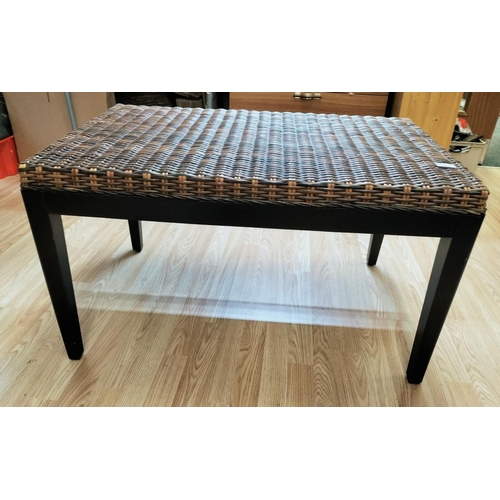 360 - Wicker Style Topped Conservatory Table. 90cm x 60cm x 51cm. This Lot is Collection Only.