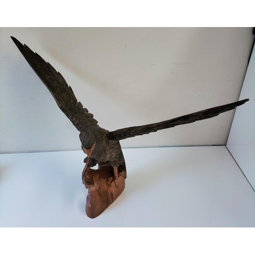 373 - Large Wooden Carved Eagle. Wingspan 75cm.