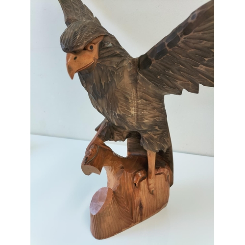 373 - Large Wooden Carved Eagle. Wingspan 75cm.