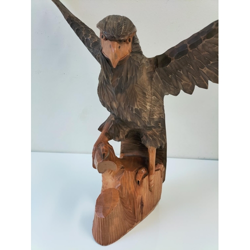 373 - Large Wooden Carved Eagle. Wingspan 75cm.