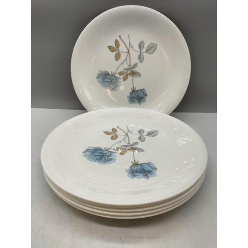 381 - Wedgwood China 26cm Dinner Plates (6) in the 'Ice Rose' Pattern.