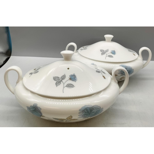 383 - Wedgwood China Covered Tureens (2) in the 'Ice Rose' Pattern. 27cm x 19cm.