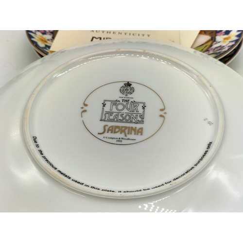 386 - 3 x Royal Worcester Art Nouveau Inspired, Four Seasons Plates by Umberto Banchelli with Certificates... 