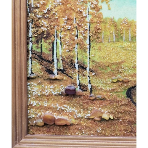 395 - Framed Picture made from Baltic Amber. 37cm x 28cm.