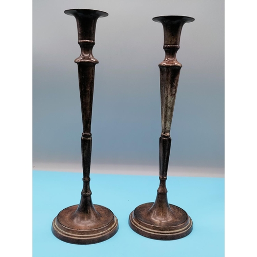 402 - Pair of Victorian Design Metal Candlesticks. 34cm High.