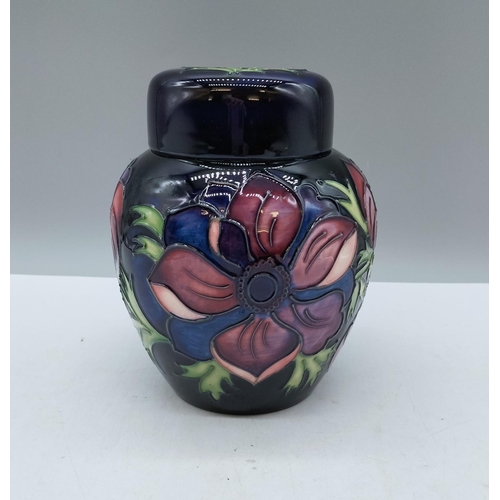60 - Moorcroft  17cm Ginger Jar in the 'Anemone' Pattern. 1998. Silver Line (2nds).