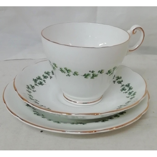 615 - Regency Fine Bone China Trios (4) in a 3 Leaf Clover Pattern.