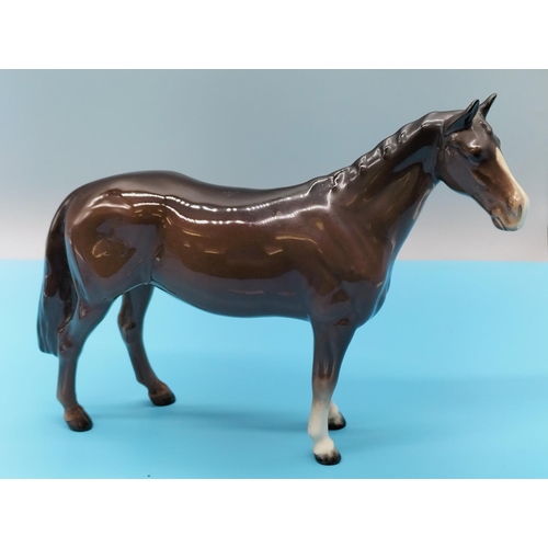 70 - Beswick Brown Gloss Bois Roussel Racehorse. 23cm x 17cm.