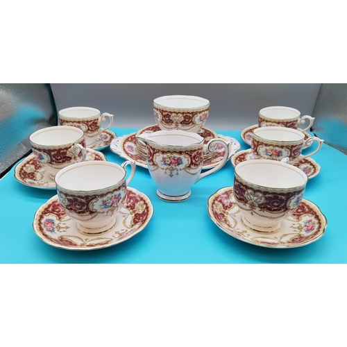 722 - Queen Anne China 21 Piece Tea Set in the 'Regency' Pattern.