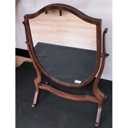 92 - Wooden Shield Shaped Dressing Table Mirror. 60cm High, 40cm x 20cm.