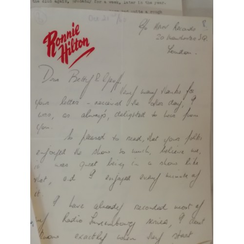 8 - A collection of ephemera relating to 1950's-60's pop star Ronny Hilton to include personal letters a... 