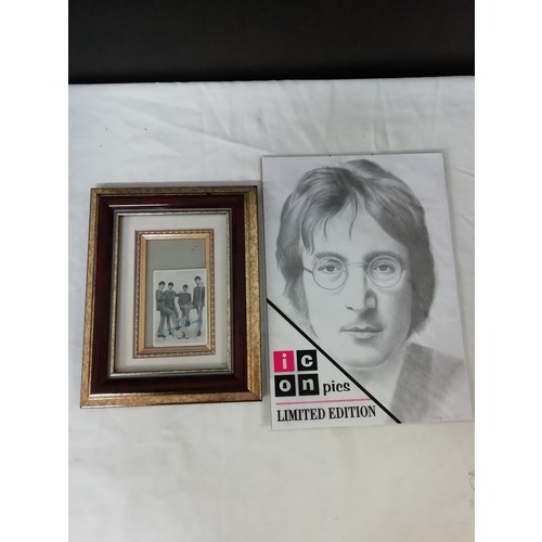 17 - Collection of Beatles memorabilia to include 4 still sealed dvd, pencil sketch print of Jon Lennon, ... 