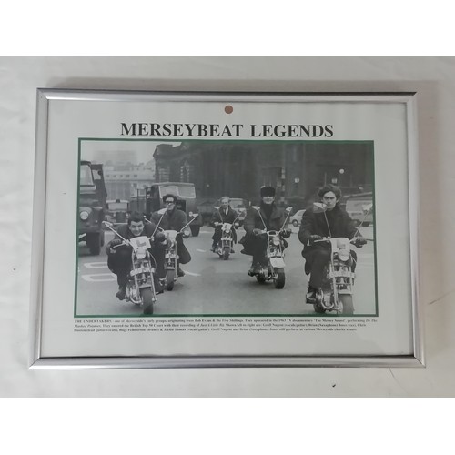 27 - Merseybeat Legands 4 more framed prints of early rock n roll /beat bands of Liverpool includes Ian &... 