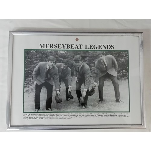 27 - Merseybeat Legands 4 more framed prints of early rock n roll /beat bands of Liverpool includes Ian &... 