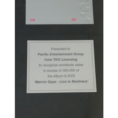 33 - Marvin Gaye Framed presentation disc presented to Pacific Entertainment group to recognise 300,000 s... 