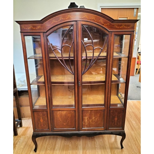 11 - Large Edwardian Inlayed Display Cabinet. 182cm High, 129cm Long, 39cm Deep. This Lot is Collection O... 