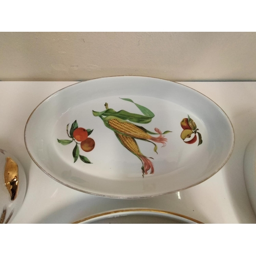 110 - Royal Worcester 'Eveshan' Pattern Serving Dishes (5). Largest being 37cm x 23cm. Some Rubbing to Gil... 