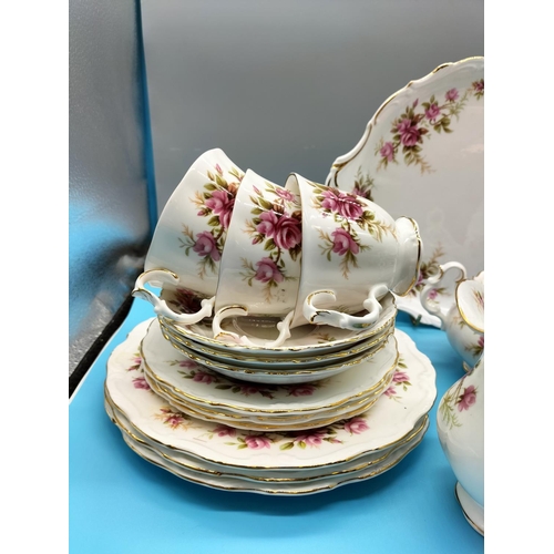 134 - Royal Albert 'Romance' 27 Pieces to include Trios (6), Lidded Sugar, Milk Jug, Cake Plate, 21cm Plat... 