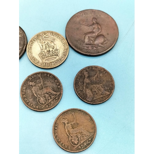 138 - Collection of Mixed Copper Coins to include George III / Victorian plus 3 Silver Coins.