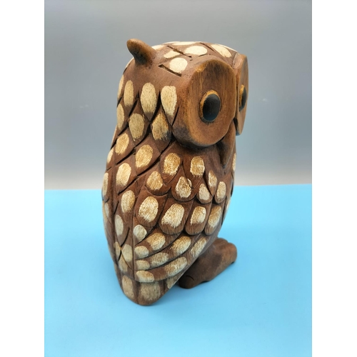 176 - Large 25cm Carved Wooden Owl.