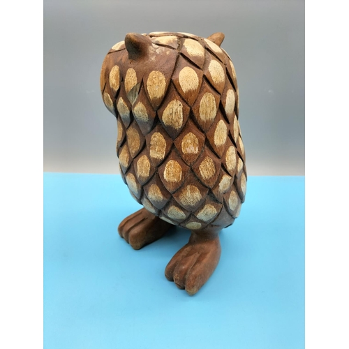 176 - Large 25cm Carved Wooden Owl.