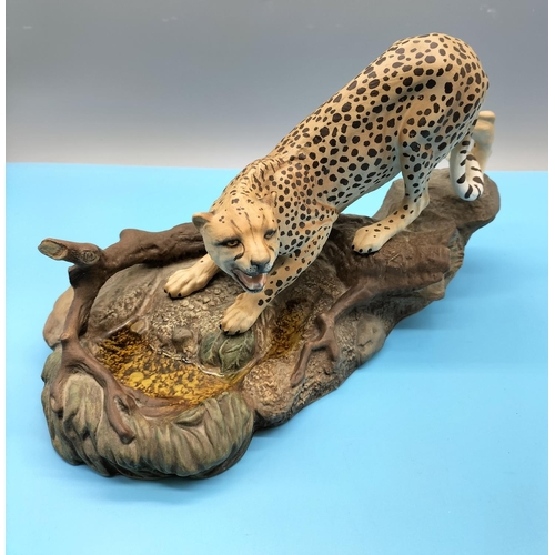 3 - Beswick Connoisseur Series Matt Figure of a Cheetah On a Rock/at the Watering Hole. Model 2725. Desi... 