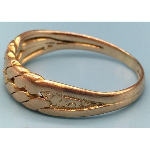 38 - 18ct Gold Ring (Unmarked but Tested). Size N. 2.5 Grams.