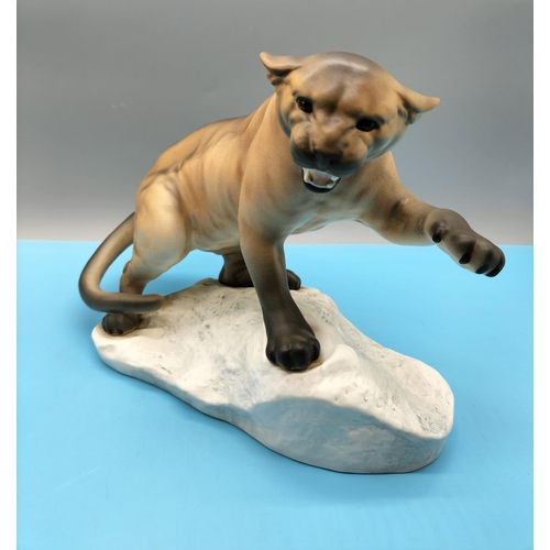 4 - Beswick Matt Figure of a Puma on a Rock. Model 1702. 21cm x 32cm.