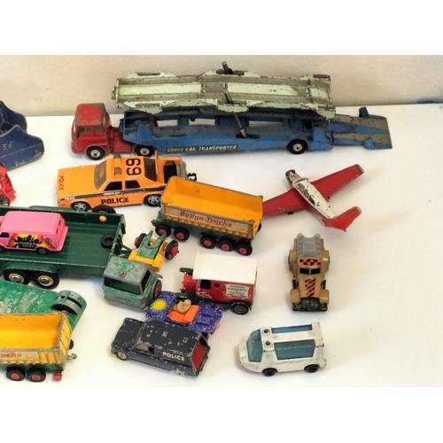 71 - Collection of Vintage Play Worn Die-Cast Vehicles including Corgi, Dinky, etc.