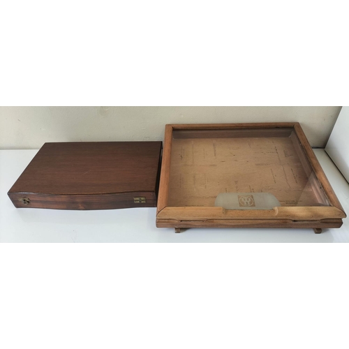 729 - Willem II Cigar Display Box (5.5cm High, 42cm x 37cm) plus Wooden Cutlery Box (6cm High, 38cm x 26cm... 