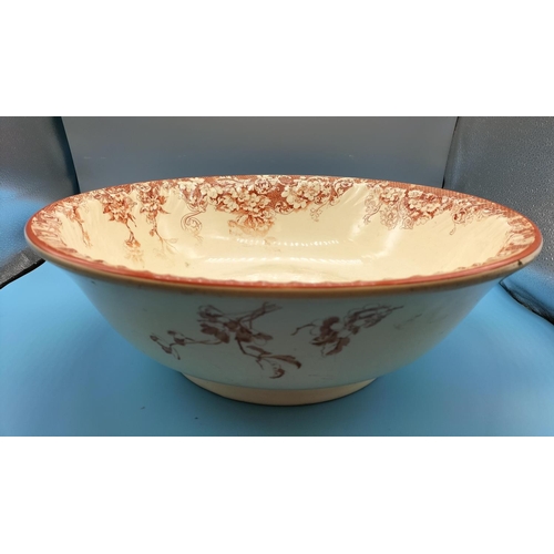 730 - Large Ceramic Transfer Print Wash Bowl. 41cm Diameter. Stains to Inside.