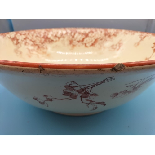 730 - Large Ceramic Transfer Print Wash Bowl. 41cm Diameter. Stains to Inside.