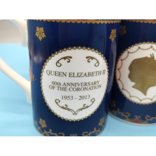 100 - Royal Worcester Queens 60th Anniversary Coronation Mugs (9).