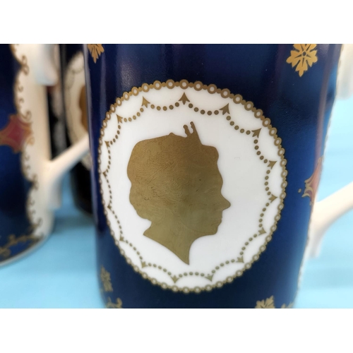 100 - Royal Worcester Queens 60th Anniversary Coronation Mugs (9).