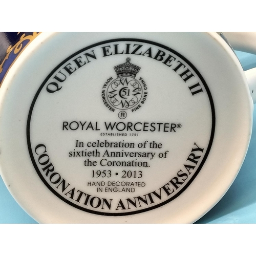 100 - Royal Worcester Queens 60th Anniversary Coronation Mugs (9).