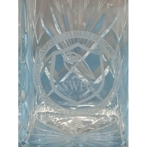 78 - Sheffield Wednesday FC Engraved Crystal Glass 26cm Decanter.