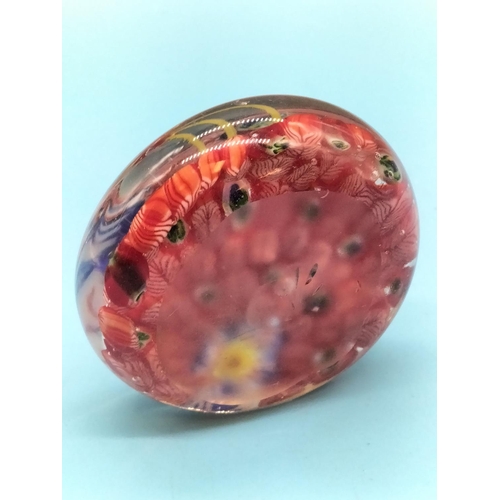 90 - Milliefiori 'Peacock' Glass Paperweight. 8cm Diameter.