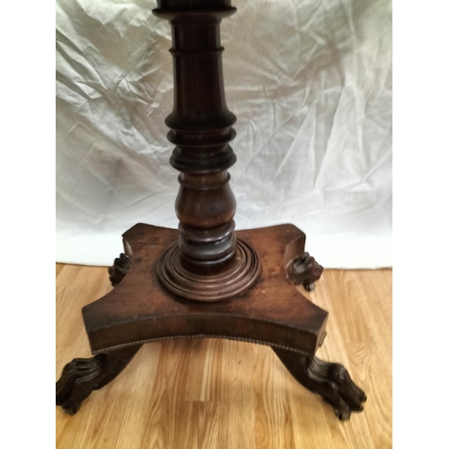 352 - Claw Foot on Castors Pedestal Card Table with Revolving Top. 76cm High, 92cm x 45cm when Folded. 92c... 